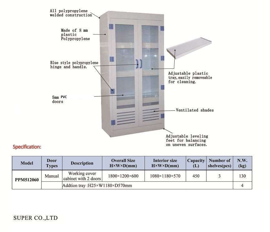 New lines-polypropylene Vertical Corrosive Storage Cabinet With Adjustable Shelves For Strong Acid