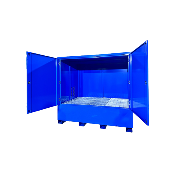 Outdoor Blue Flammable 6-8 Drum Storage Cabinet | Safety Isolation & Spill Containment | OSHA / NFPA Compliant