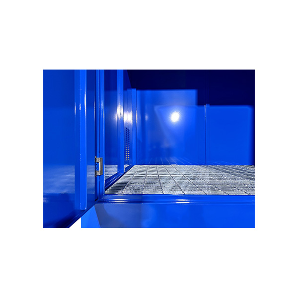 Outdoor Blue Flammable 6-8 Drum Storage Cabinet | Safety Isolation & Spill Containment | OSHA / NFPA Compliant