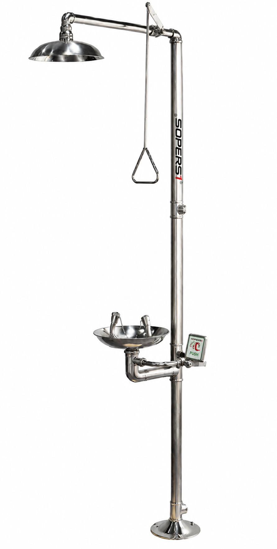 Stainless Steel Emergency Eyewash & Safety Shower Station Industrial Chemical Spill Emergency Response System | OSHA-Compliant Safety Equipment for Laboratories & Chemical Plants