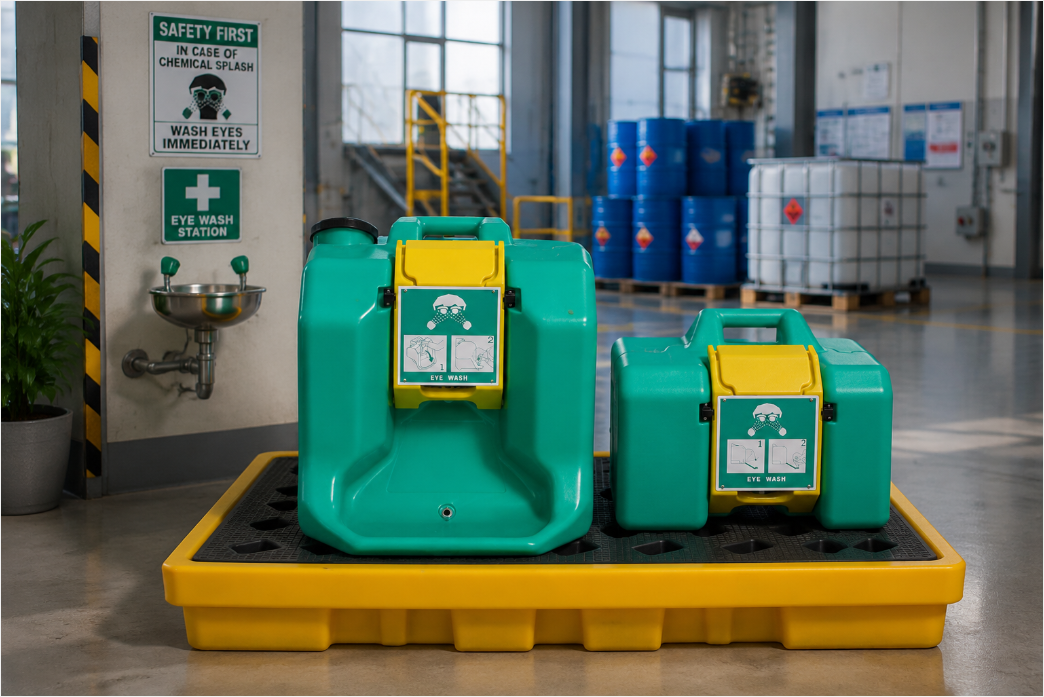 Portable Chemical Eyewash Station with Gravity-Fed Water Supply Emergency Eye Wash Solution for Laboratories, Factories and Outdoor Worksites